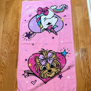 JoJo Siwa Pink Towel with Unicorn and Dog Design + Washcloth